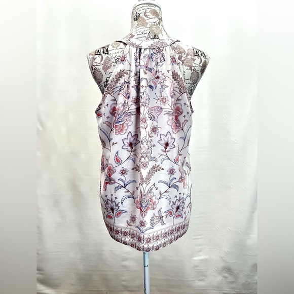 🛍️ ANTIBES‎ BLANC Pale pink floral sleeveless blouse size S. - Picture 7 of 12